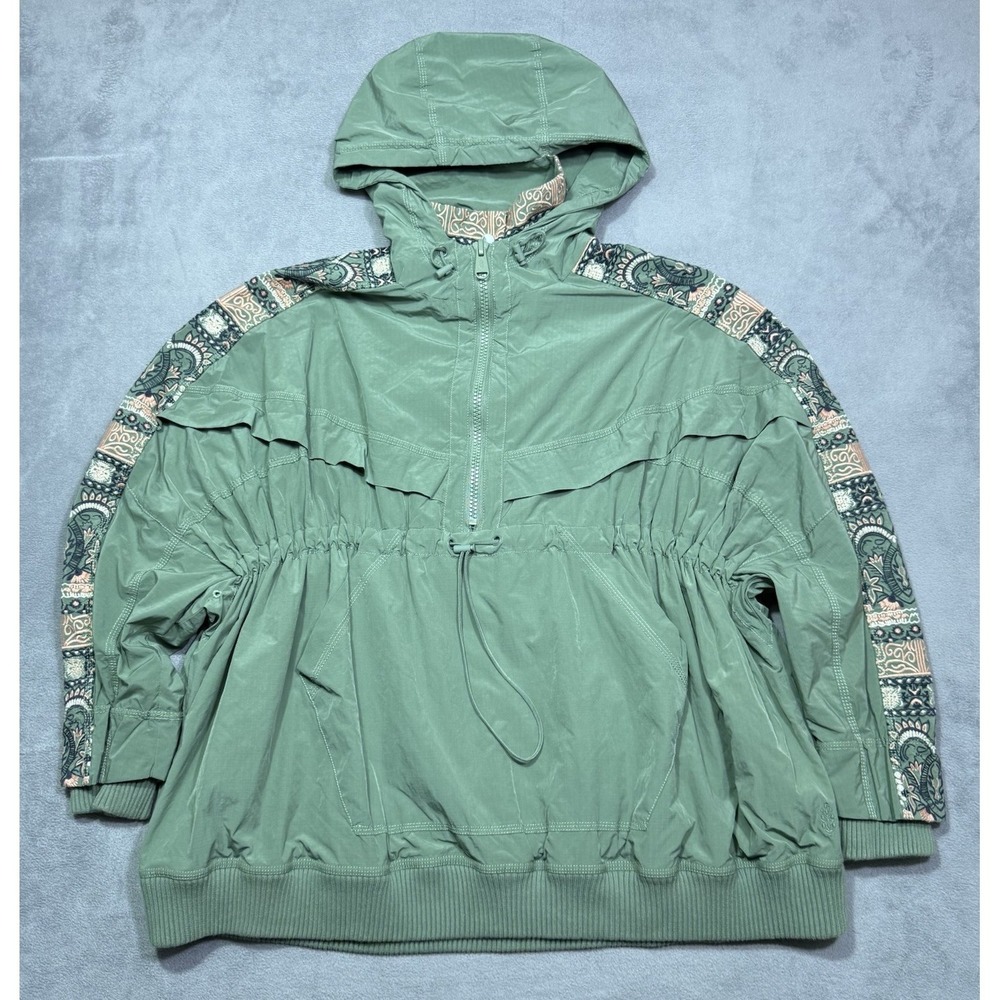 Free People Movement Hooded Anorak Windbreaker Jacket Womens SP Sage Green Boho